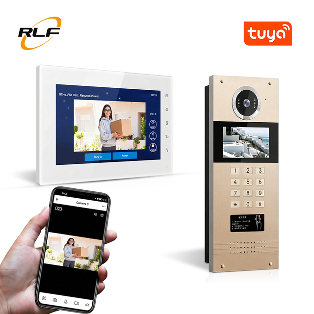 Multi-Apartment Video Intercom System 7" HD IPS Indoor Monitor, Home Security Set Suitable for Apartments/Villa/Office Buildings