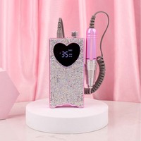 Machine à percer les ongles électrique portable rechargeable en cristal brillant en forme de cœur, perceuse à ongles 35000 tr/min
