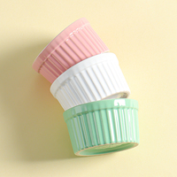 Vente d'usine, vaisselle en céramique émaillée colorée, tasse en porcelaine, sécurité au micro-ondes, petits plats à soufflé ronds cannelés, ensemble de ramequins
