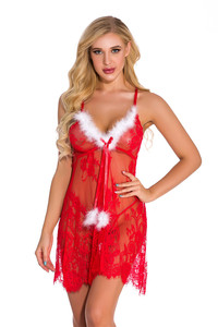 UD6378 Fabbrica Rosso Trasparente Sexy Del Merletto Della Bamboletta Sexy Delle Donne Della Biancheria di <span class=keywords><strong>Natale</strong></span> - Product Image 6