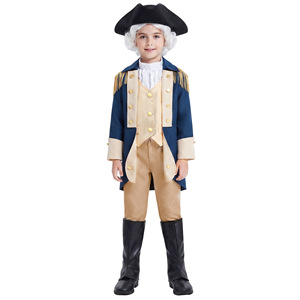 Disfraz presidencial para niños, traje de cosplay para fiesta de Halloween, uniforme azul y beige con sombrero y botas - Product Image 5