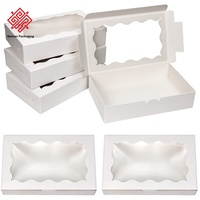 Boîtes à fenêtre en papier kraft pour gâteaux, desserts, biscuits, pâtisseries, emballages, cartons pliables en carton blanc, stock disponible en gros