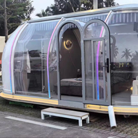Dôme géodésique en verre transparent moderne, tente en polycarbonate, glamping en plein air, maison avec salle de bain, quatre saisons