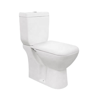 WC moderne sur pied en céramique blanche, deux pièces, avec siphon P et chasse d'eau par gravité, garantie 5 ans pour salles de bain d'hôtel - Product Image 1