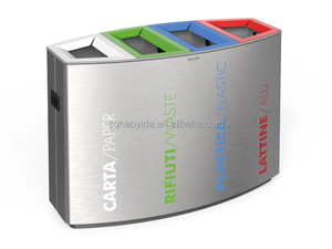 Poubelle <span class=keywords><strong>de</strong></span> <span class=keywords><strong>recyclage</strong></span> robuste à 3 compartiments en <span class=keywords><strong>acier</strong></span> inoxydable 201, avec seau intérieur galvanisé <span class=keywords><strong>de</strong></span> 250 <span class=keywords><strong>L</strong></span>, conception intégrée pour usage extérieur - Product Image 2