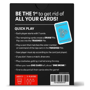 Jeu de cartes de fête One Drink pour 2+ joueurs, designs personnalisés, finition brillante, coins arrondis, emballé pour soirée adulte - Product Image 3