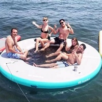 Plateforme flottante circulaire en maille pour sports nautiques, ponton robuste, flotteurs de rivière, radeau de lac, hamac flottant gonflable pour mer, lac, piscine
