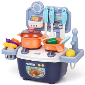 Jouets de cuisine en plastique pour enfants, mini table de cuisine rose/bleue, 20 pièces, pour la maternelle - Product Image 1