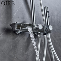 Oire Chrome Plaqué Trois Fonctions Exposées Robinet De Douche Thermostatique Motif De Pulvérisation De Pluie Ensembles De Douche De Salle De Bains En Laiton Prêt À Expédier