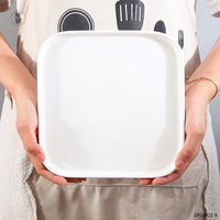 Service de vaisselle carrée en céramique, assiettes nordiques personnalisées de couleur blanche, assiettes en céramique