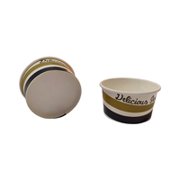Gobelet en papier pour crème glacée personnalisé en usine, bol à crème glacée jetable personnalisable, gobelet à crème glacée de 3,5 oz, couvercles assortis