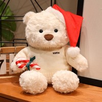 Oso de Peluche Navideño, Juguete de Peluche Suave con Gorro de Duende, Atuendo Festivo, Logotipo Personalizado, Regalo