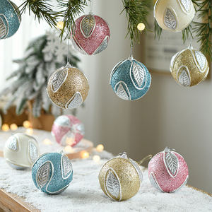 GANGHENG Accesorios Navidenos Novedades 8cm Décoration d'arbre de Noël Festival Décoration intérieure Boule de 8cm Poudre collante - Product Image 1