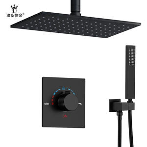 Disixindi Luxe Ensemble de Robinetterie Sanitaire Complet en Cuivre Pur avec Douche Pressurisée en Acier Inoxydable Noir - Product Image 4