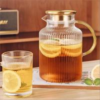 Carafe en cristal soufflé à la main de qualité supérieure avec couvercle, en verre borosilicate résistant à la chaleur, carafe à eau de luxe
