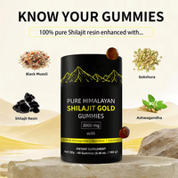 Résine de Shilajit Pur, Gommes de Shilajit Pur de l'Himalaya, Vegan Gold 3000 mg, Haute Puissance, Oligo-éléments, Gomme de Shilajit Pure