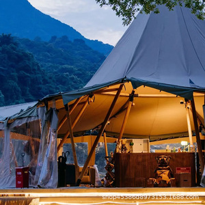 Tente tipi indienne d'extérieur en toile imperméable, type extensible quatre saisons, pour camping et utilisation en restaurant - Product Image 2