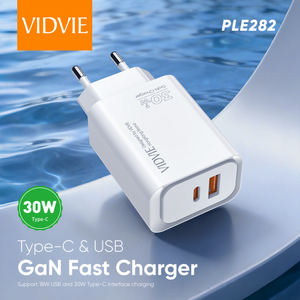 <span class=keywords><strong>Cargador</strong></span> Rápido GaN VIDVIE de Alta Calidad con Enchufe Europeo, PD, PPS, QC3.0, Puertos Duales Tipo-C y USB, Carga Rápida de 30W para Teléfono - Product Image 2