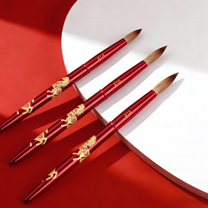 Pinceau à ongles acrylique Kolinsky en poils de cheval rouges, style 2026, mat, tailles 14, 16, 18, SSS, 100% Kolinsky, qualité supérieure - Product Image 4