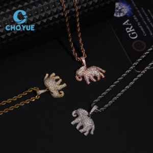 <b>Top</b> Quality 925 Sterling <b>Silver</b> VVS Moissanite Elephant Pendant Hip Hop Iced Out Jewelry Unisex GRA Certificate - Product Image 2