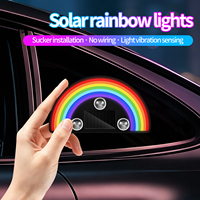Lampe d'ambiance solaire à double charge pour voiture, avec capteur de vibration intelligent et ventouse puissante, pour vitre, éclairage décoratif LED