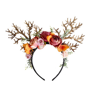 Bandeau <span class=keywords><strong>de</strong></span> Noël doré à fleurs en <span class=keywords><strong>corne</strong></span> <span class=keywords><strong>de</strong></span> <span class=keywords><strong>renne</strong></span> Bandeau décoratif étincelant - Product Image 2