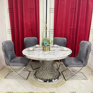 现代风格豪华金色不锈钢餐桌婚礼和活动装饰桌
