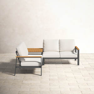 Minimalism Luxury Garden Balcony Patio Aluminum Furniture Rustproof Modern <b>Loveseat</b> - Product Image 3