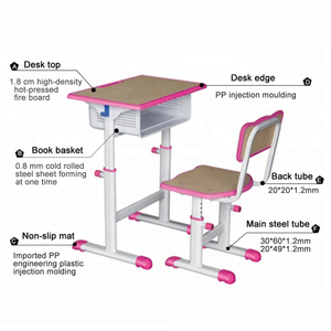 Juego de escritorio de aula con marco de metal pintado con aerosol de alta temperatura resistente al astillado diseñado para escuela primaria y <span class=keywords><strong>secundaria</strong></span> - Product Image 2