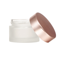 Pot en verre givré transparent de luxe de 50 ml avec couvercle à vis en or rose, récipient cosmétique rond rechargeable de 10 g pour crème pour les yeux et le visage