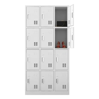 Casier de gym moderne en métal à 12 portes, en acier thermolaqué, verrouillable, réglable, écologique, pour école, hôpital, bibliothèque, chambre