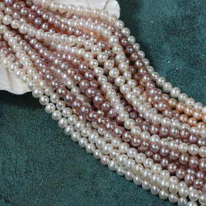 Venta al por mayor de perlas naturales de agua dulce de <span class=keywords><strong>5</strong></span> mm perlas en forma de patata hebra materiales de diseño de joyería - Product Image 2