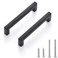 Poignées de tiroir noir mat 76mm quincaillerie et poignées d'armoires de cuisine durables pour cuisine bureau hôtel maison et placard 128mm utilisation de porte