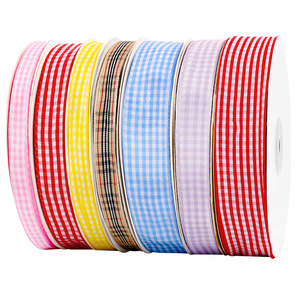 Nine-Colored Ribbon Plaid Ribbon 1Cm Cotton Woven For Cake Decoration Gift Packaging Hair Accessories DIY Craft - Product Image 5