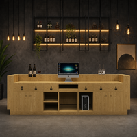 Comptoir de réception en bois de style industriel avec éclairage LED, bureau double face pour café, restaurant, boîte de nuit et salle de sport, personnalisable