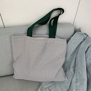 Casual Striped Canvas Shoulder <b>Large</b> Capacity Tote <b>Bag</b> for Women - Product Image 2