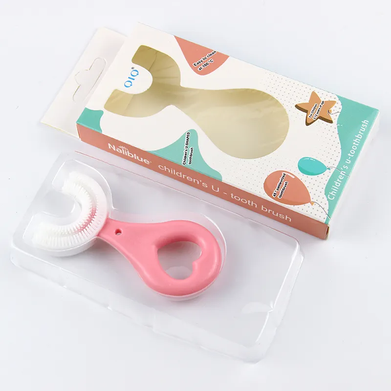 Escova de dentes de silicone 3d, escova de dentes personalizada em u para crianças