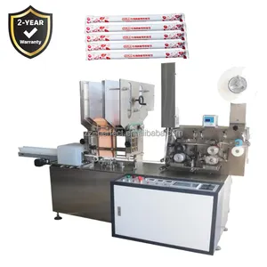 Automatic three sided sealing 500pcs/min PLA/paper straws/plastic straws Single packaging machine