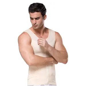رجل التخسيس محدد شكل الجسم مع سحاب ضغط قميص ضيق المناسب بلا أكمام سليم ملابس داخلية تانك القمم