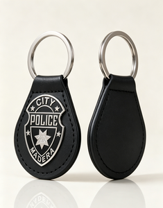 Custom Engraved Metal Badge <b>Leather</b> <b>Keychain</b> | Gold/Nickel Plated Zinc Alloy Key Ring Fob | <b>Leather</b> Key Holder - Product Image 2