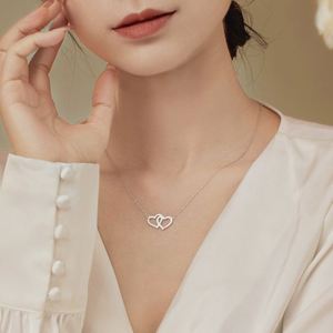 Collar con Colgante de Corazones Entrelazados de Plata de Ley 925, Diseño Simple de Dylam, Regalos para Mamá, Día de la Madre, Joyería - Product Image 4
