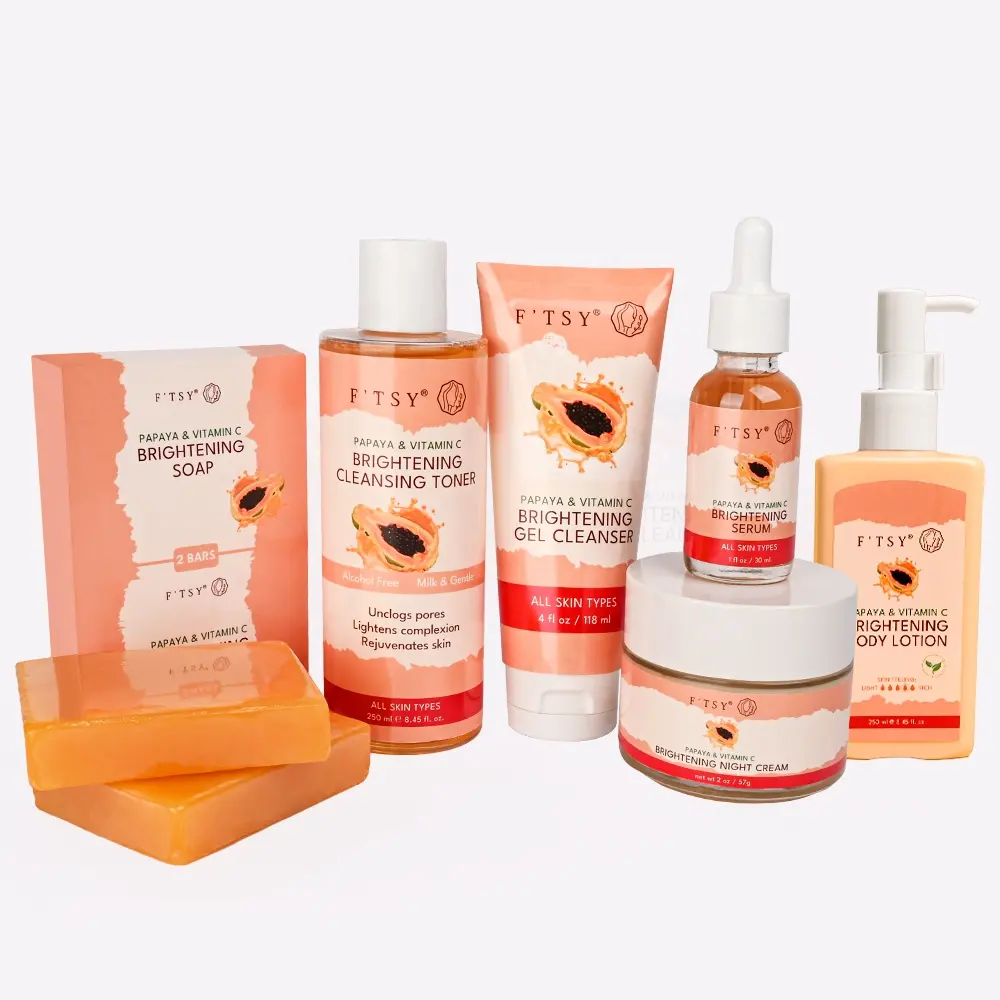 Private Label Organic Glowing Dark Spot Remove Whitening Cream Papaya Soap Skin Care Set