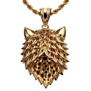 925 Silver Plated Hiphop Wolf Head Pendant Necklace Iced Out Roaring Animal Charm <b>Rope</b> <b>Chain</b> for Gift Party - Product Image 3