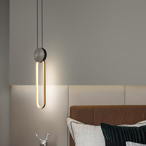 โคมไฟเพดาน LED สไตล์นอร์ดิกโมเดิร์น มินิมอล ทรงรี หัวเดียว ทองแดงแท้ ดีไซน์หรูหรา สำหรับห้องนอนข้างเตียง ขนาดกลาง - Product Image 5