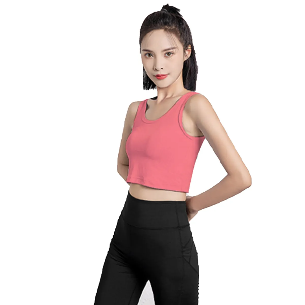 Wholesale Summer Women's UPF50+ U-neck Camisole Sun Protection Sleeveless Sports T-shirt Yoga Cropped Top