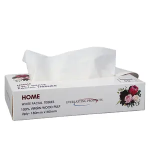 Caja de fabricante de papel de seda Facial, producto de pulpa de madera virgen, tejido suave impreso higiénico, tipo caja