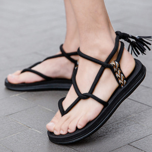 Sandalias con Tira en el Tobillo para Hombre, Cuero Genuino, Punta Abierta, Suela de Goma Antideslizante, Estilo Casual, Diseño Sólido con Logotipo Grabado - Product Image 4