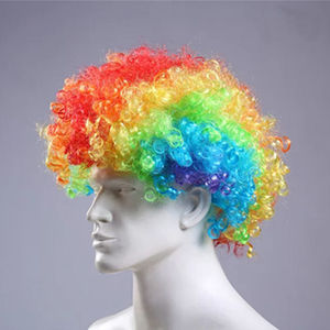 Parrucche Colorate Divertenti Stile Clown LW-25QT per Halloween, Capelli Sintetici Corti Colorati, Supporto 4 Pollici - Product Image 2