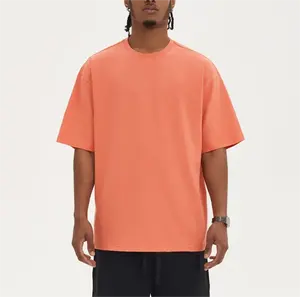 Custom Printing Orange Color T shirts Crew Neck 60 Cotton 40 Polyester Oversized Men T-shirts