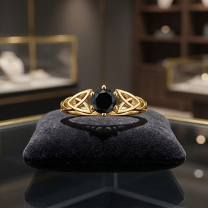 แหวนหมั้นผู้หญิงทันสมัย ชุบโรเดียม ทองคำขาว ประดับเพชรดำทรงกลมธรรมชาติ ทอง 10K 14K 18K เงิน 925 935 สำหรับงานปาร์ตี้ - Product Image 1
